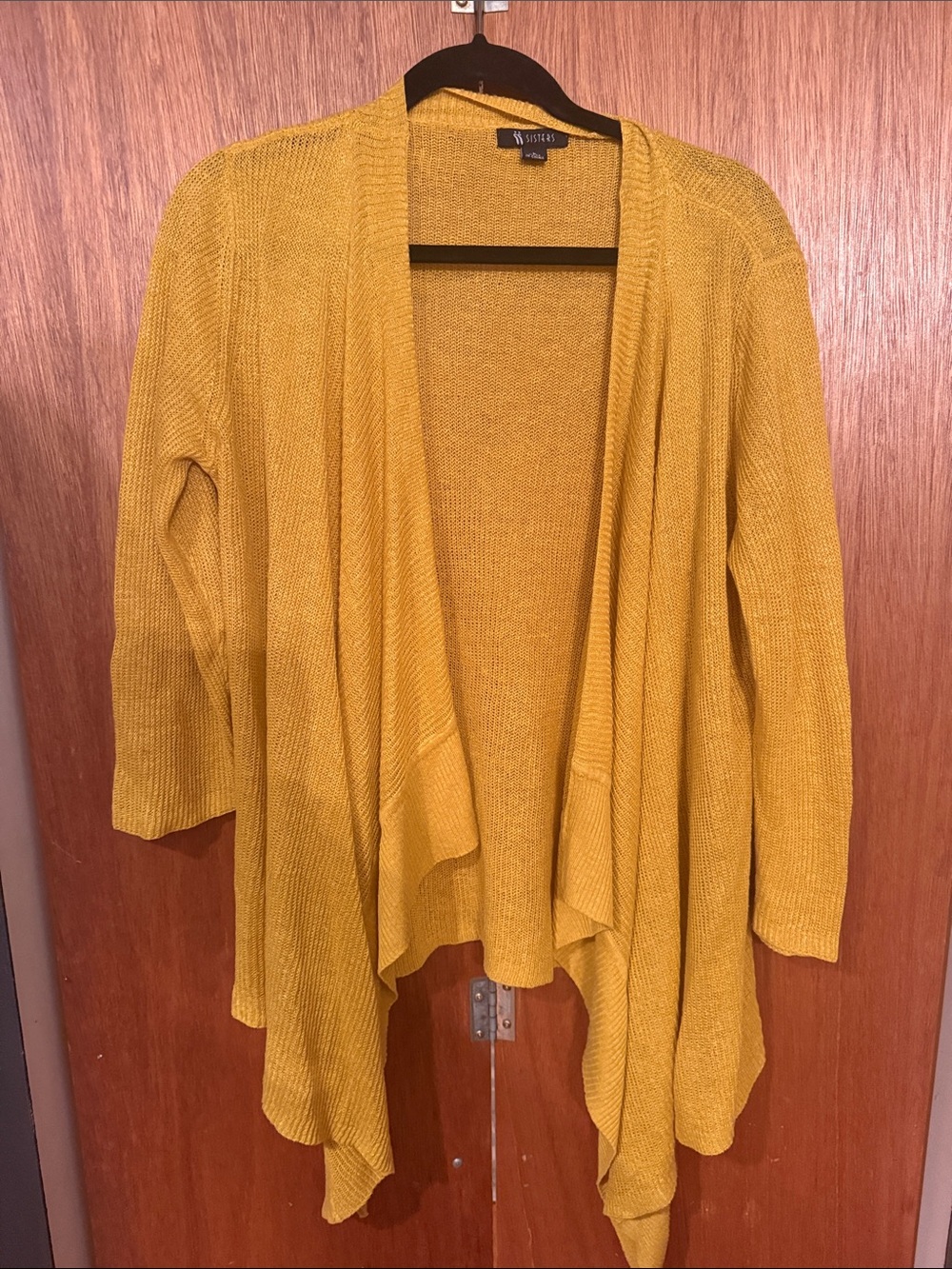 Sisters Mustard Draped Open-Front Cardigan